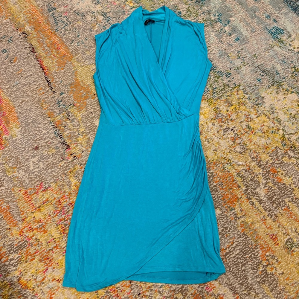 Venus * Sleeveless Turquoise Wrap Dress GUC Size Small Casual Spring Sexy Style